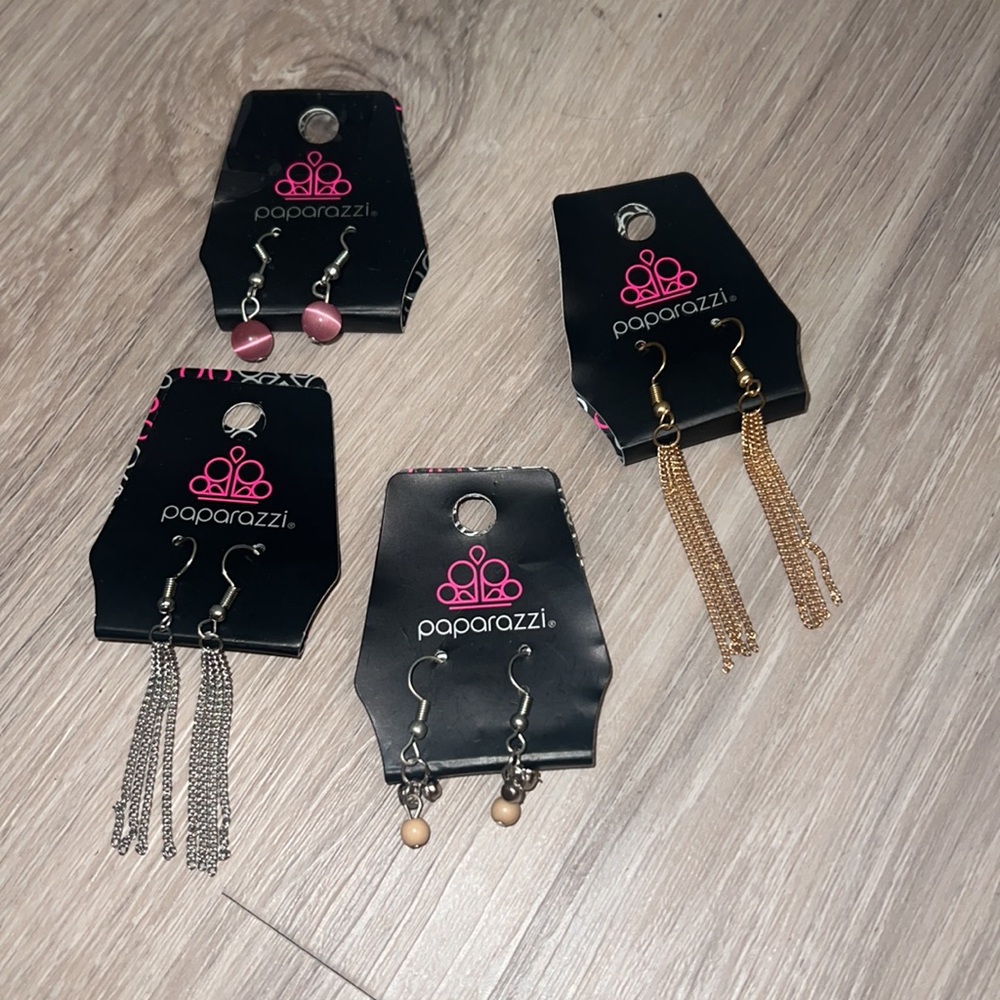 Paparazzi Gold and Silver Dangle Earrings 4 items